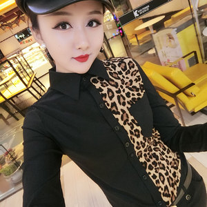 欧洲站衬衫女长袖2019春装新款修身显瘦欧货衬衣时尚性感豹纹 span