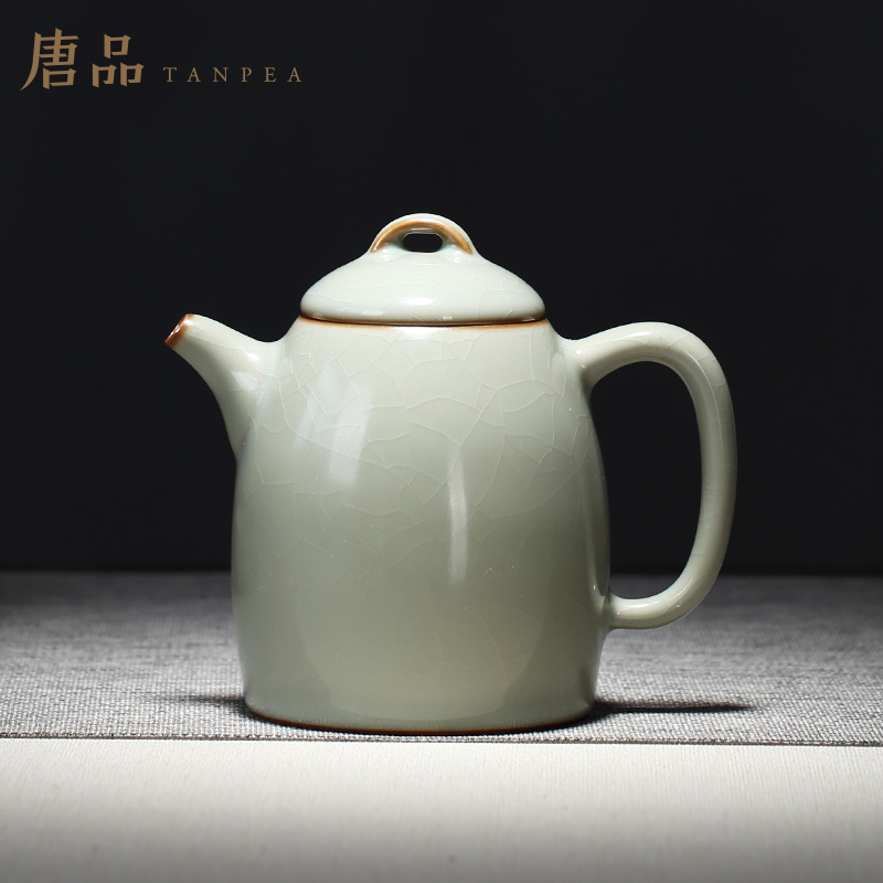 唐品汝窑茶壶功夫茶具泡茶壶秦权壶大号汝瓷单壶送礼天青豆青开片