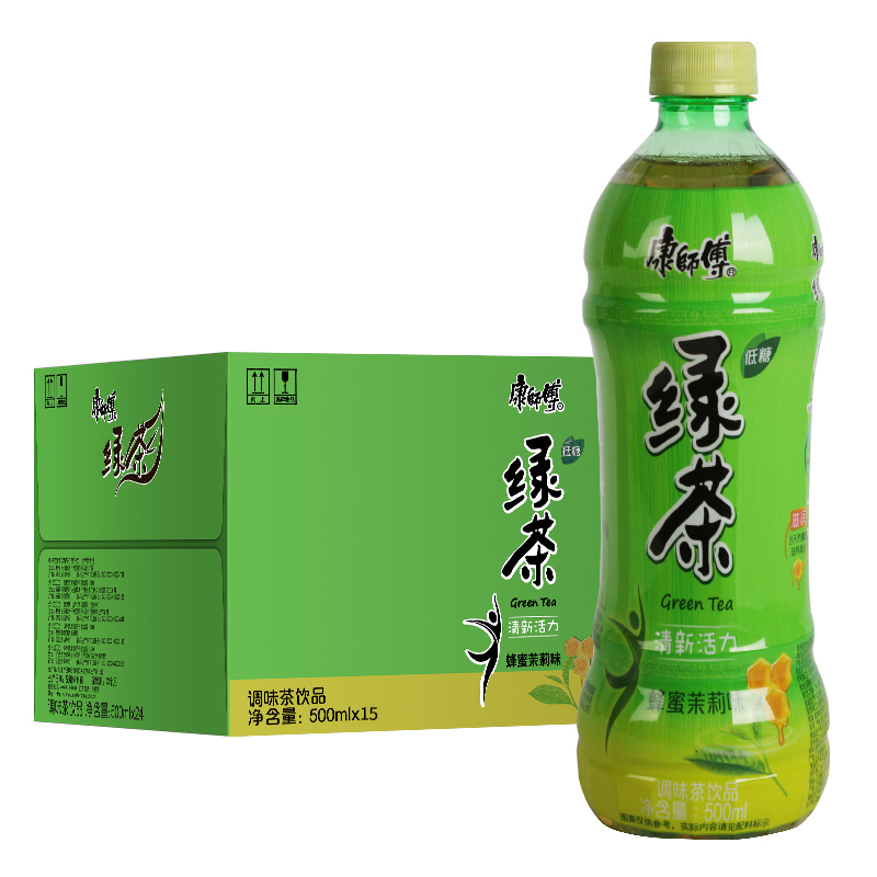 康师傅 绿茶500ML*15瓶 蜂蜜茉莉味茶饮料 冷藏后风味更佳