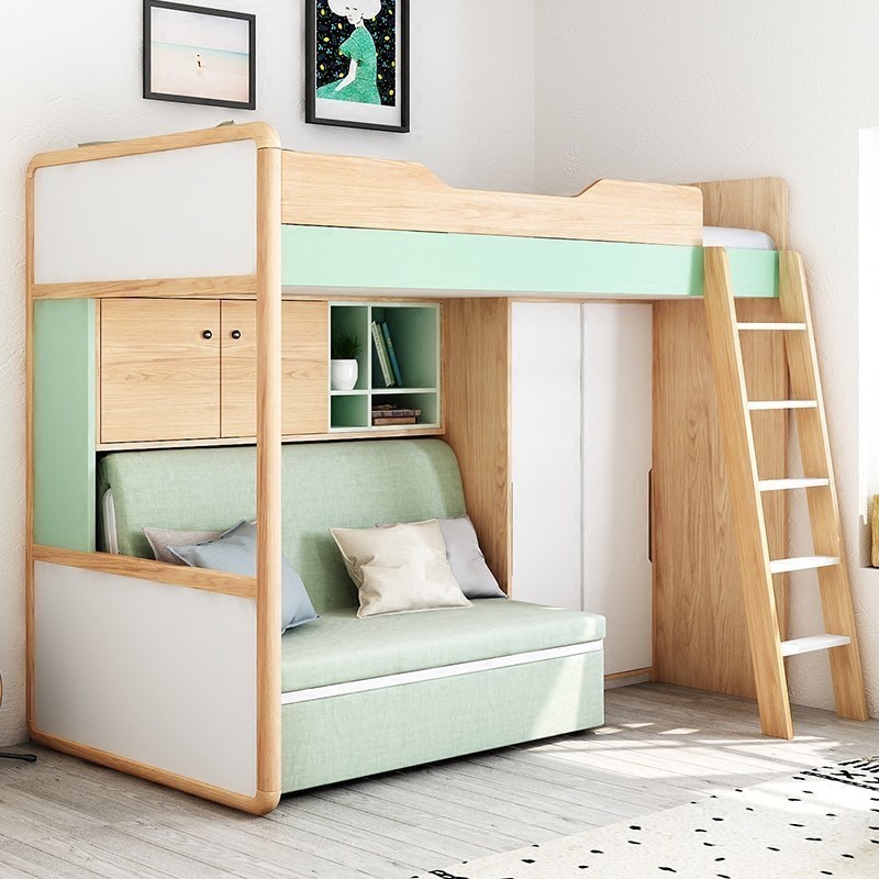 北欧现代简约高低床成人上下铺床多功能组合床沙发床小户型双层床
