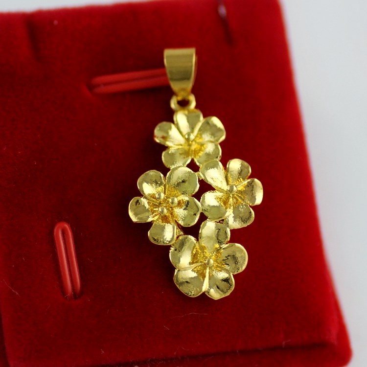 ac热销欧币仿黄金花项链吊坠 5480 四朵金花并蒂花开h1017
