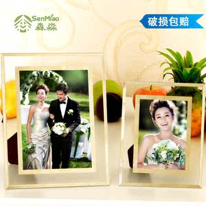 洗照片加相框摆台7寸5 6六寸七寸水晶玻璃相片