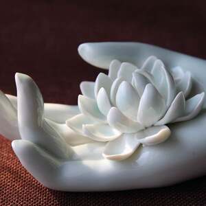香托禅意摆件 span class=h>手工 /span>纸镇陶瓷拈花 span class=h>