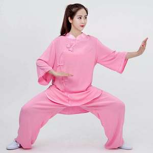 促销中袖棉麻太极服短袖练功服夏季七分袖太极