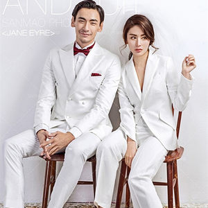 影楼男装摄影情侣旅行拍照写真服装男女白西装艺术照旅拍街拍礼服