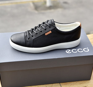 正品ecco爱步 soft 7 透气打孔牛皮柔酷男鞋低帮板鞋休闲鞋430104