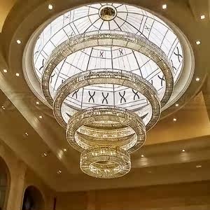 圆形大型酒店大堂灯售楼部会所简约水晶灯宾馆大厅沙盘异形工程灯