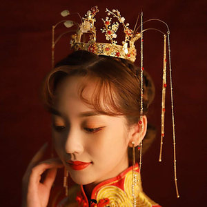 秀禾服头饰凤冠古代奢华中式婚礼新娘女古装结婚礼服发饰2018新款