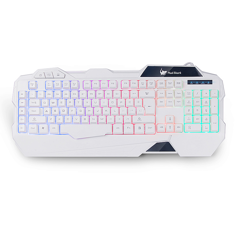Ribu Industri Berkabel Permainan Keyboard Mempesona Warna-warni Lampu Belakang Turnamen Desktop untuk Transact untuk Memberi atau Dapatkan sengatan Listrik Jing untuk Memberikan Cahaya USB Daftar Keyboard Putih-Internasional