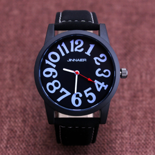 正品大数字男士手表潮男韩国版大表盘防水石英腕表中学男生表包邮