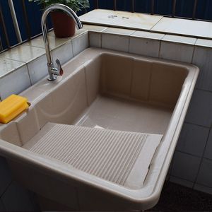 塑料洗衣池洗衣柜阳台带搓板落地组合洗衣台盆水槽简易水池卫浴柜