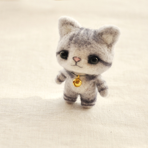[邻家小花猫]萌系治愈系可爱系小猫咪羊毛毡戳戳乐diy材料包