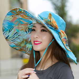 韩版超大沿沙滩帽太阳帽子女士遮阳帽夏天凉帽防紫外线防晒可折叠