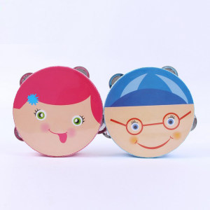 幼儿园卡通手拍鼓大号羊皮手铃鼓 花铃鼓手摇鼓 奥尔夫乐器