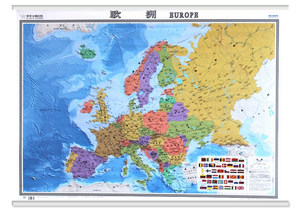 欧洲地图挂图 1.17x0.86米 中外文对照 高清印