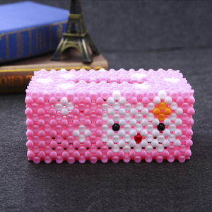 diy手工 span class=h>串珠 /span>纸巾盒 hello kitty猫咪纸巾盒 