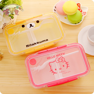 包邮 卡通hello kitty便当盒 微波炉饭盒 水果保鲜盒 可爱轻松熊