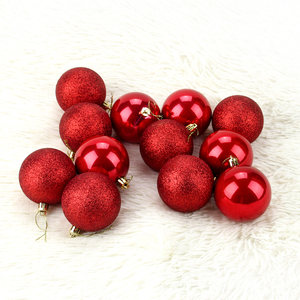 红色圣诞球挂件珠光哑光电镀混6个装圣诞树装饰球圣诞装饰品配饰