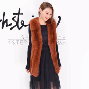 狐狸毛皮草女中长款海宁仿真毛女士马甲短款女