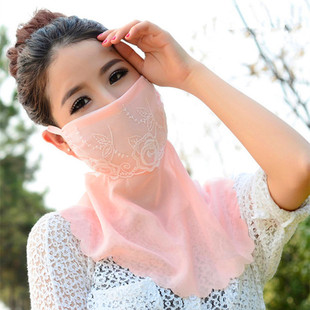 口罩夏天防晒防尘透气女薄款个性优雅蕾丝可清洗骑行护颈易呼吸