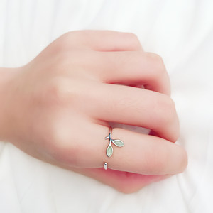 jg嫩芽 span class=h>戒指 /span> 925纯银花芽食指简约个性 span