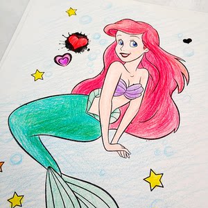 涂涂画画小美人鱼涂色画 3-6岁儿童填色本女孩幼儿园涂鸦本未装订