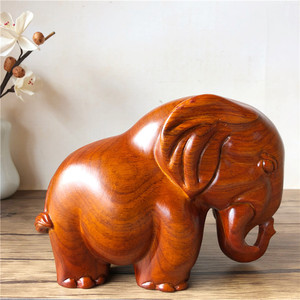 花梨木雕大象摆件实木质招财非洲小象风水红木工艺品客厅办公装饰