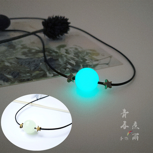 手工星空琉璃情侣锁骨 span class=h>项链 /span>男女配饰夜光发光