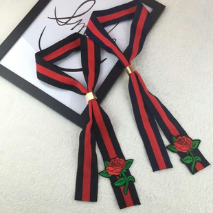 春夏季女装韩版新款可爱百搭气质甜美玫瑰韩式刺绣学生领结领带女