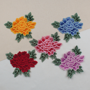 新款 服装辅料绣花贴片补丁花刺绣花朵图案diy中国风修补贴骗烫花