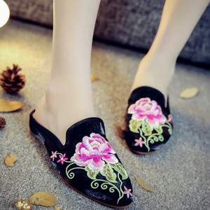 夏款新款老北京布鞋女休闲布拖鞋女绣花拖鞋女