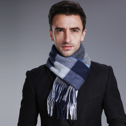 男士围巾格子羊毛韩版百搭