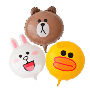 韩国line布朗熊可妮兔莎莉鸡卡通气球 宝宝百天周岁生日派对装饰
