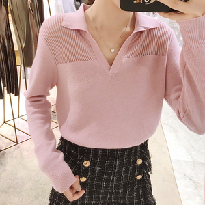 upraise新款女装秋季镂空羊毛针织衫套头长袖毛衣显瘦上衣 a z63