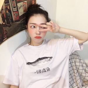 夏季新款韩版非主流个性短袖t恤女学生宽松印