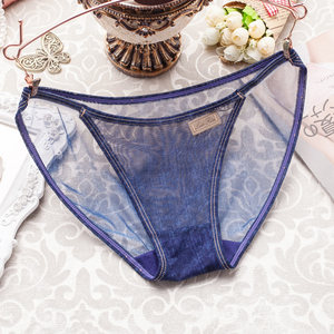 买3送1超薄透明透气女士三角裤性感低腰简约蕾丝无痕提臀内裤短裤