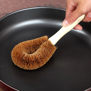 厨房长柄清洁刷子 木柄棕榈椰棕锅刷洗碗刷不粘油除油刷子去污渍