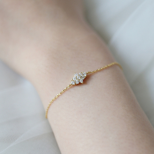 银本家s925纯银镀14k金圣诞雪花手链饰品手镯圣诞节礼物送女友