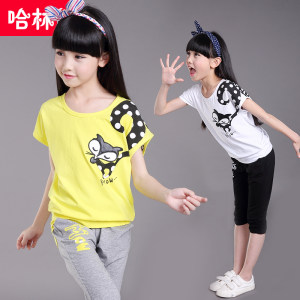 童装女童夏装2017新款儿童短袖运动套装夏季