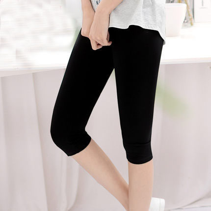 夏季莫代尔七分打底裤女薄款外穿弹力大码7分裤中裤小脚短裤女士