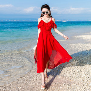 巴厘岛雪纺海边度假沙滩裙女夏2017新款长裙