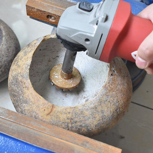 hjj/黄金践 鹅卵石头花盆打磨清底工具石材角磨机手电钻磨盘磨轮