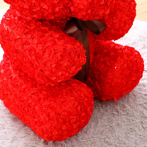 玫瑰花布艺小熊七夕情人节礼物红玫瑰小熊 玩具泰迪熊毛绒毛绒布