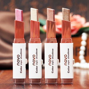 正品novo丝绒渐变双色眼影棒笔珠光卧蚕笔大地色防水防汗彩妆化妆