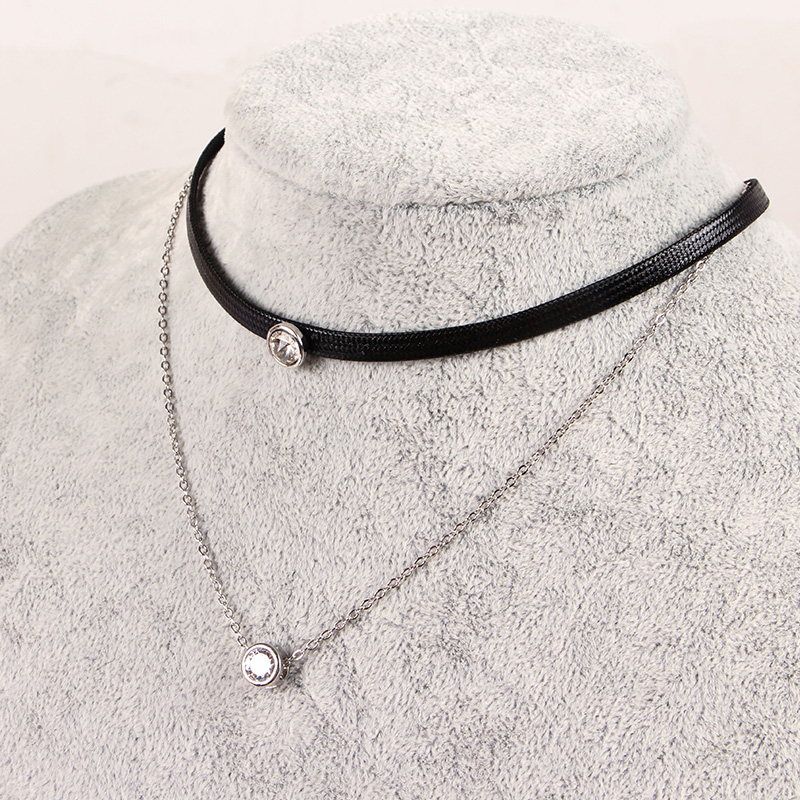 choker 双层蕾丝脖子饰品 项链 女 锁骨链 短款 颈带简约韩国学生