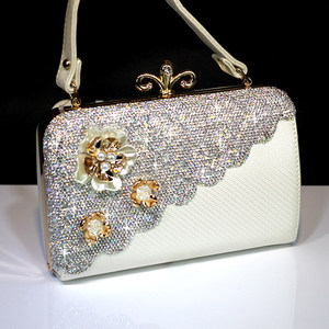 镶钻水晶 span class=h>手提包 /span> 满钻新娘手抓包时尚潮流真皮 