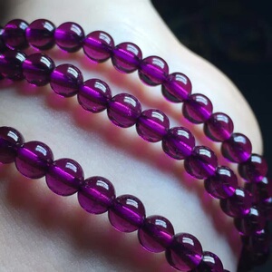 天然收藏级紫牙乌石榴石手链多圈 多层女 紫色玫红石榴手串 巴西 ￥ 2