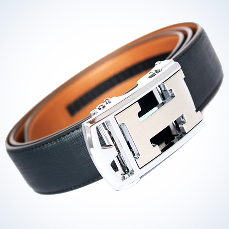 h皮带男真皮青年自动扣商务百搭男士纯牛皮腰带韩版潮流个性字母