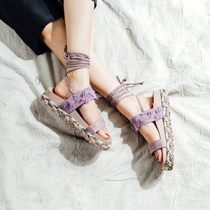 厚底绑带鞋女图片