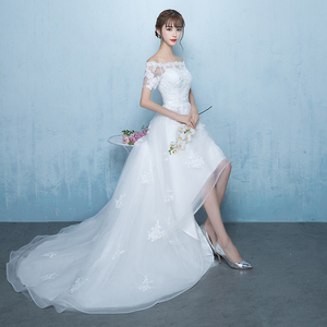 轻 span class=h>婚纱 /span>礼服2018新款一字肩拖尾新娘结婚公主